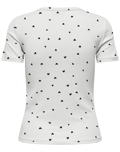 JDY - JDYLucky O-Neck T-Shirt - Cloud Dancer/Black Hearts